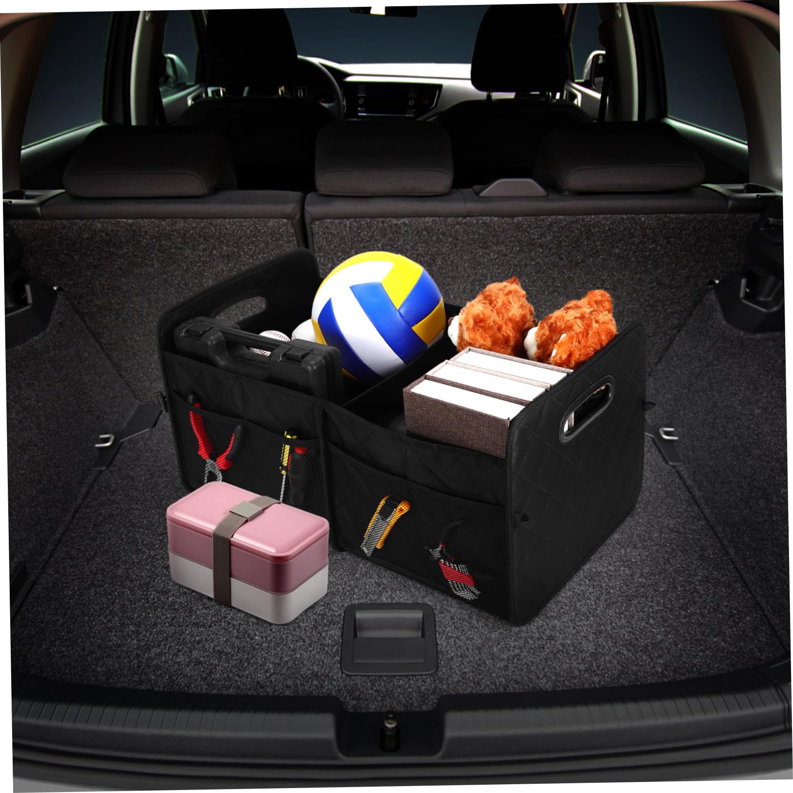 Sosoport Kofferraum-organizer aus Einkaufs-organizer fürs Auto mit Fächeraufteilung Praktische Aufbewahrungsbox für Lebensmittel Sportgeräte und Werkzeug
