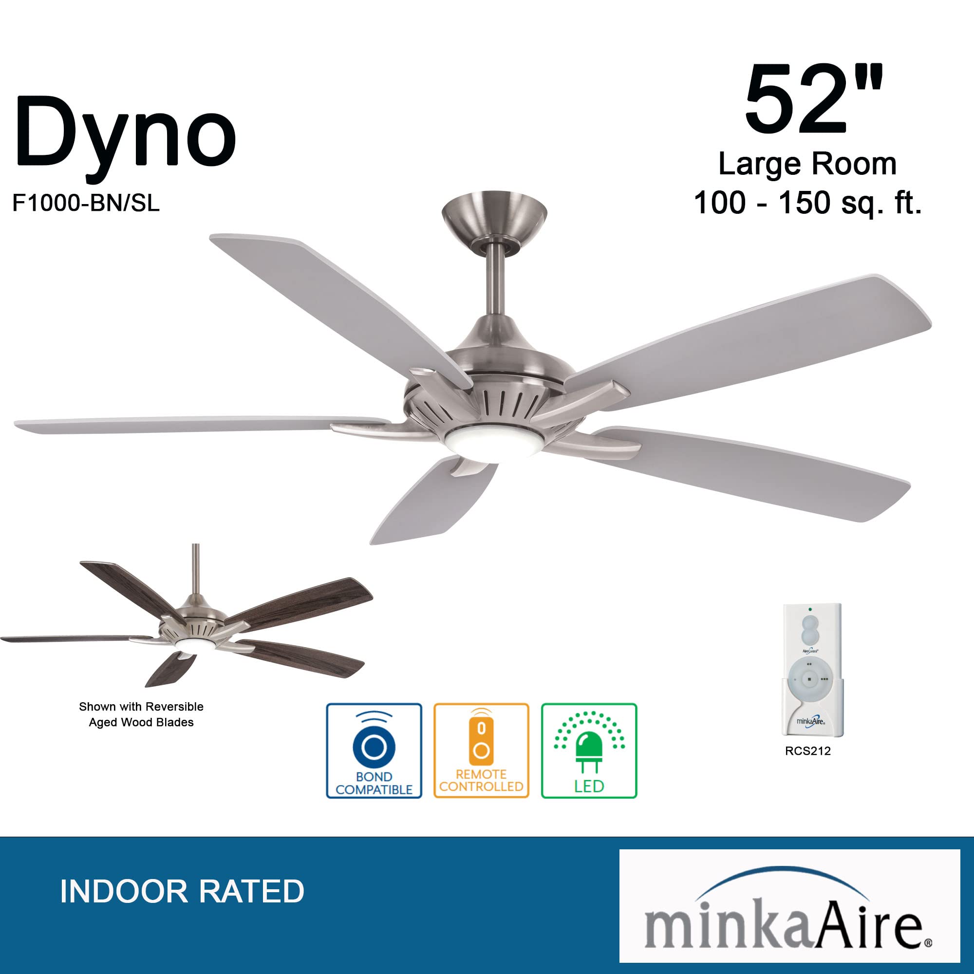 minkaAire Dyno LED シーリングファン MINKA-AIRE F1000-BN/SL Dyno 52