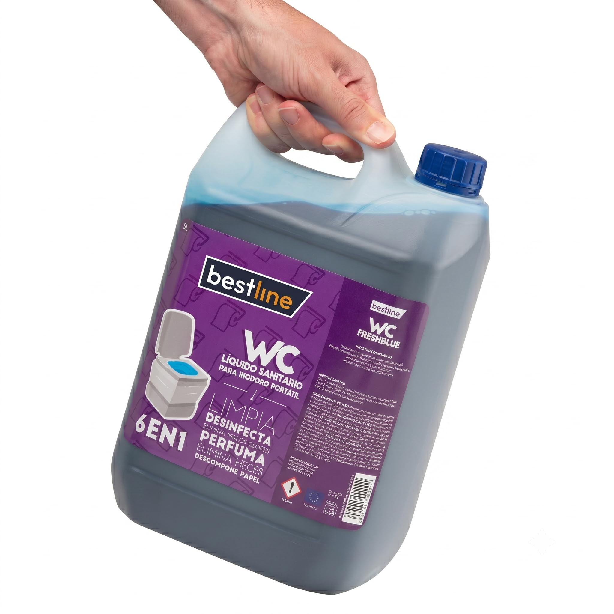 BESTLINE - Pack 3 Garrafas Limpieza Inodoro Portátil WC Químico Caravanas - 15 litros