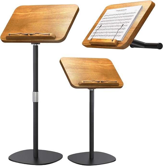 NAMON 2-in-1 Dual-Use Music Stand & Tabletop Stand, Heavy Duty Solid Wooden Music Stand for Sheet Music
