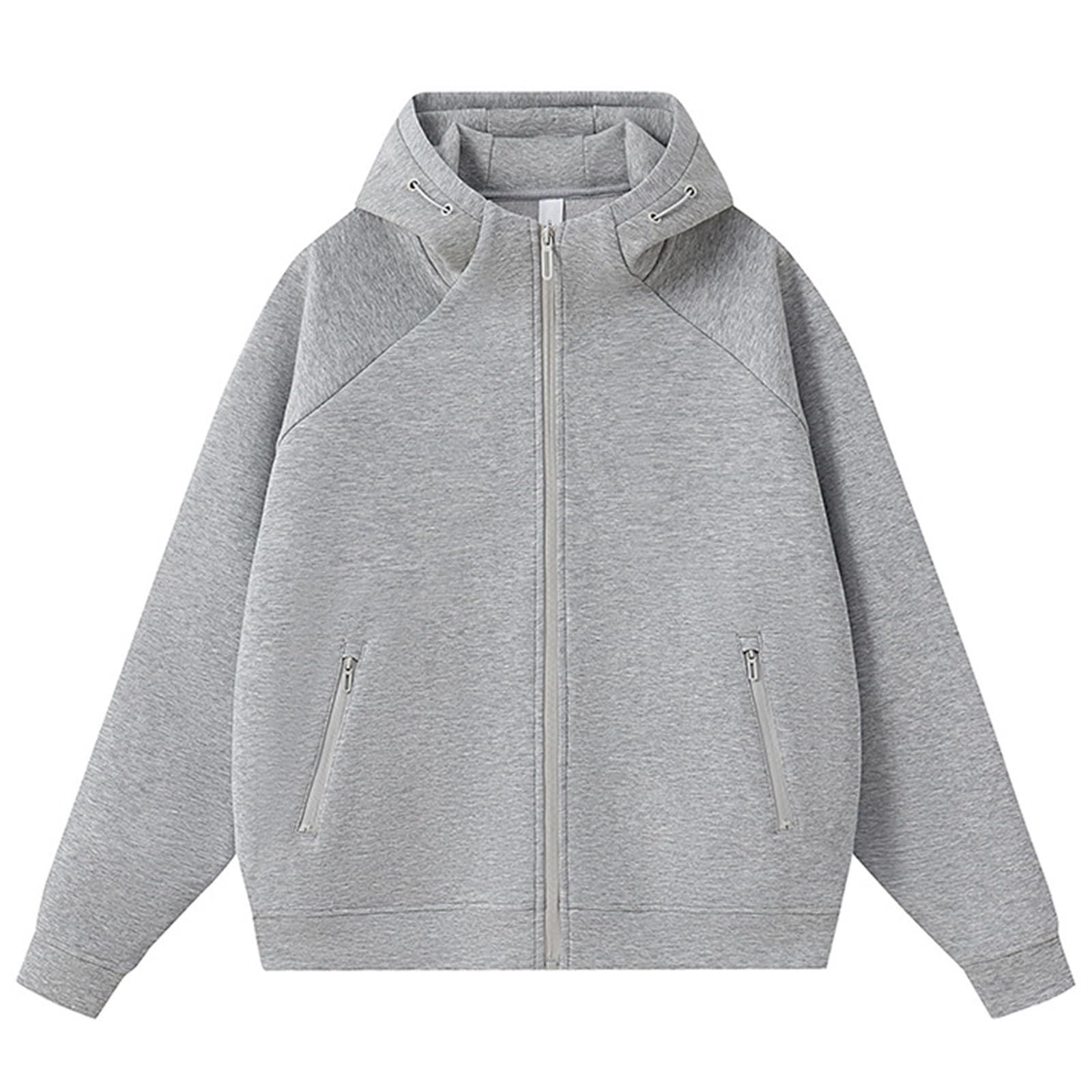 Damen-Arbeitsjacke mit langen Ärmeln Damen-Lederjacke in Übergröße mit Reißverschluss Kapuze aus weichem Fleece Oversize-Pullover für Herbst und Winter lässige Oberbekleidung im Streetwear-Stil