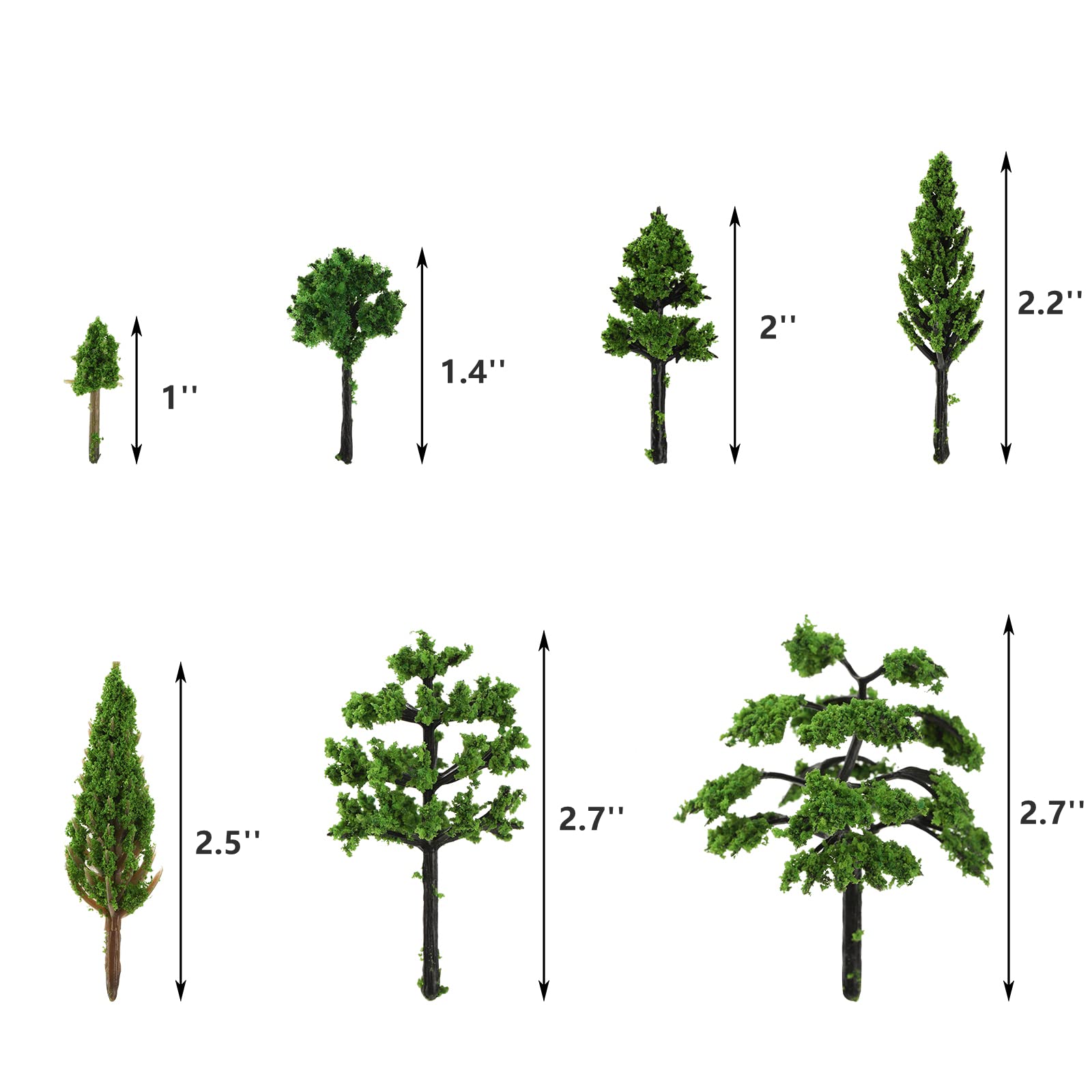 Lyellfe 80 Pieces Model Trees, 1-2.7 inch Mixed Model Tree - Image 2