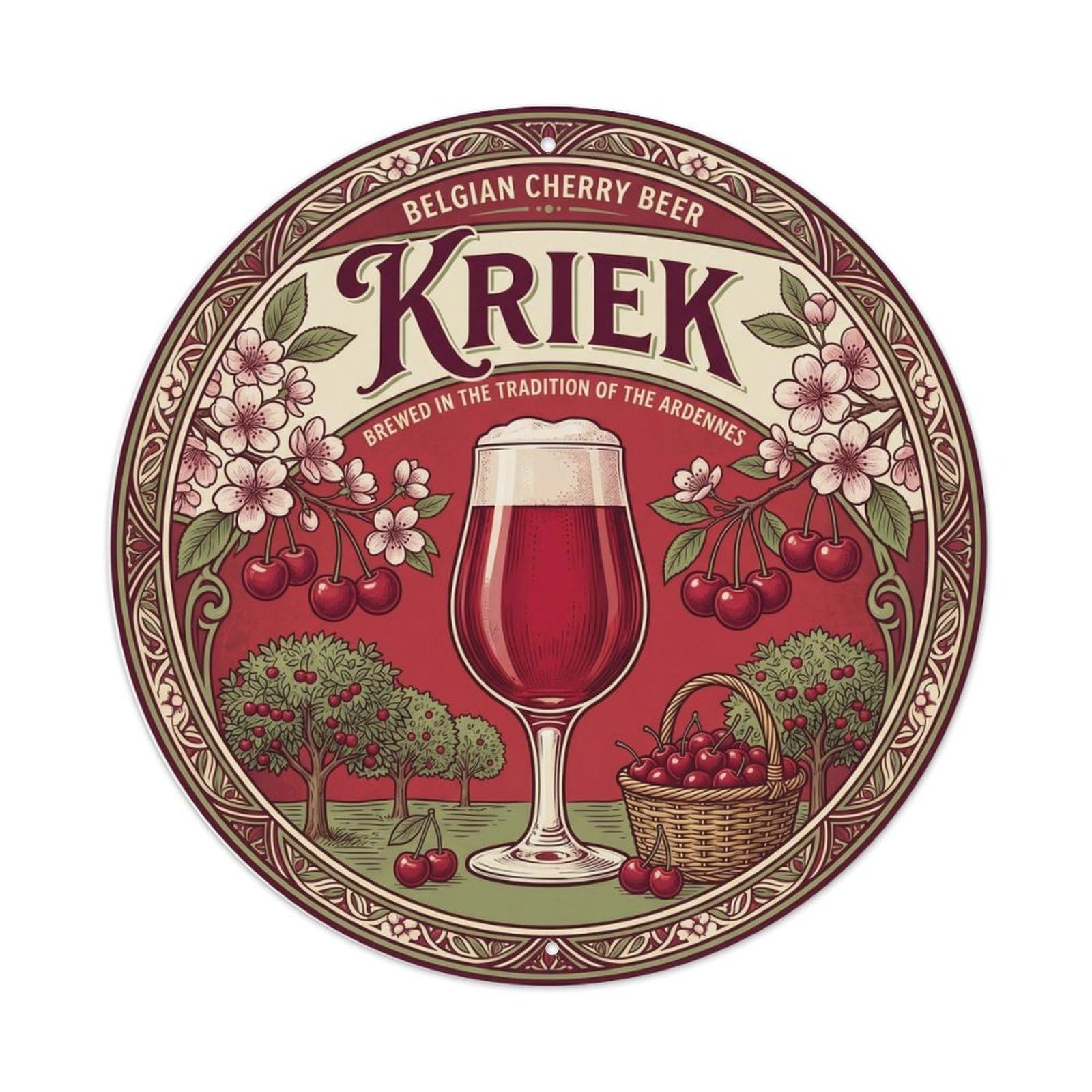 Cherry Beer Classic Flavored Pub Brewery Copper Kettle Metal Tin Sign