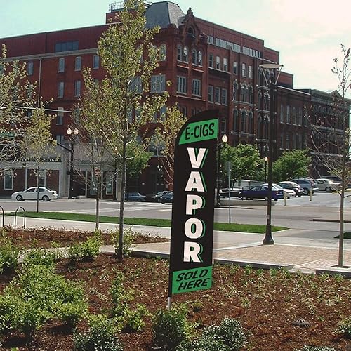 Miniatura 3 de Infinity Republic - Kit de bandera y poste de manga completa sin viento verde vapor y negro - Perfecto para tiendas de vapeo, negocios, tiendas de