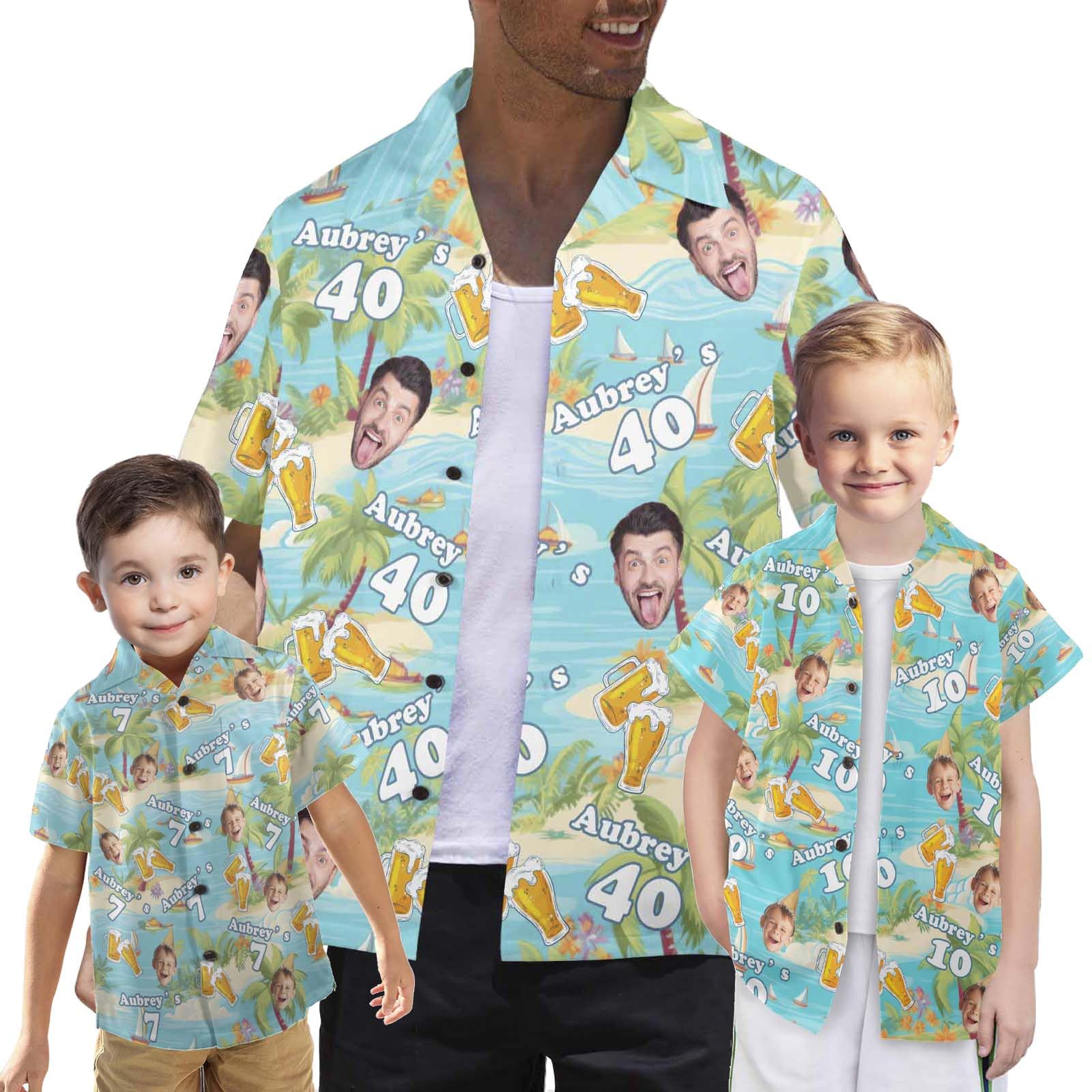 Custom Face Hawaiian Shirts for Men Boys Personalized Funny Men's Beach Shirt Tropical Floral Short Sleeve Button Down Shirts