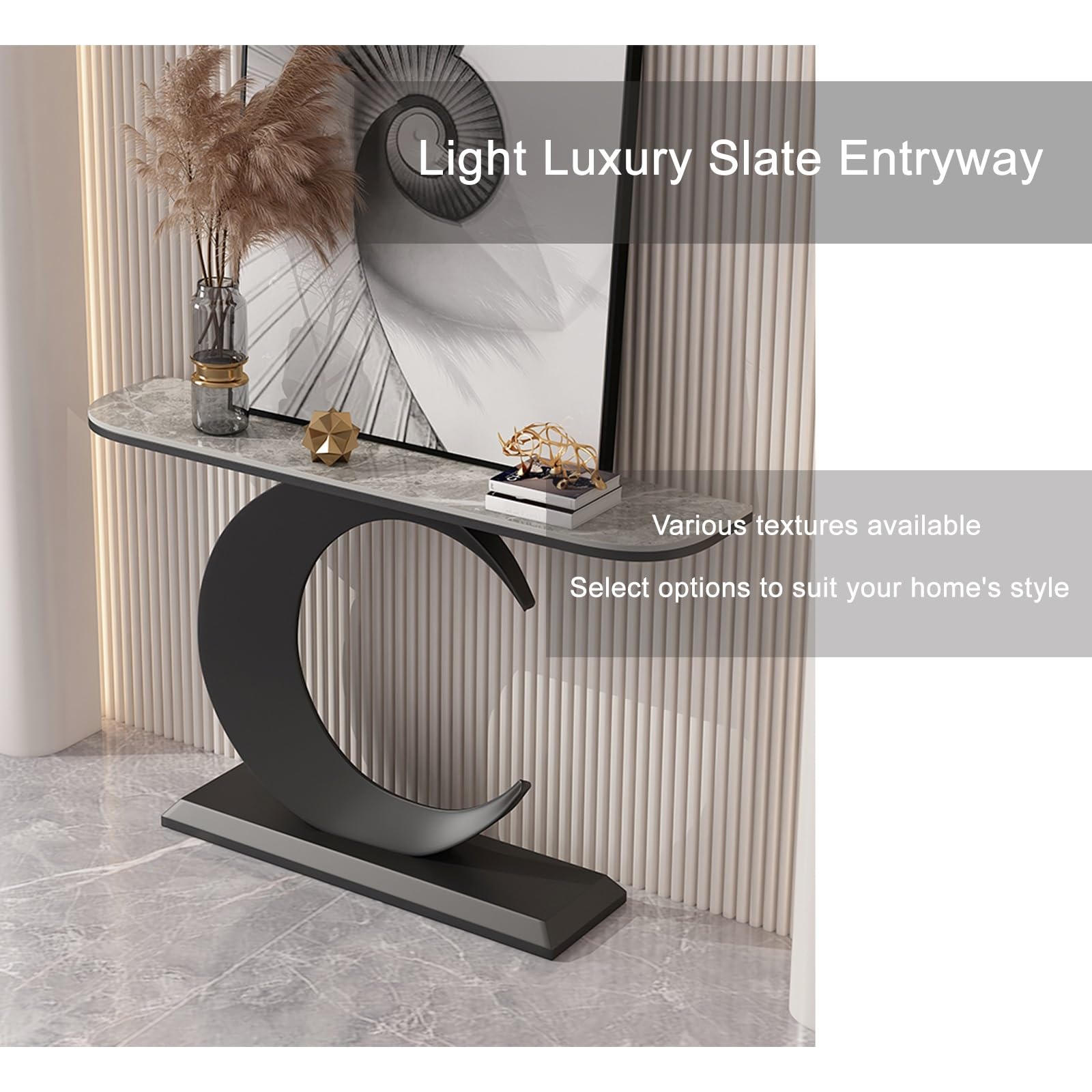 Consolle Moderna in Finto Marmo, Tavolo Consolle Ingresso, con Schienale per Divano, in Stile Moderno, Adatta A Ingressi, Soggiorni E Corridoi(Gold2,150cm/59in)
