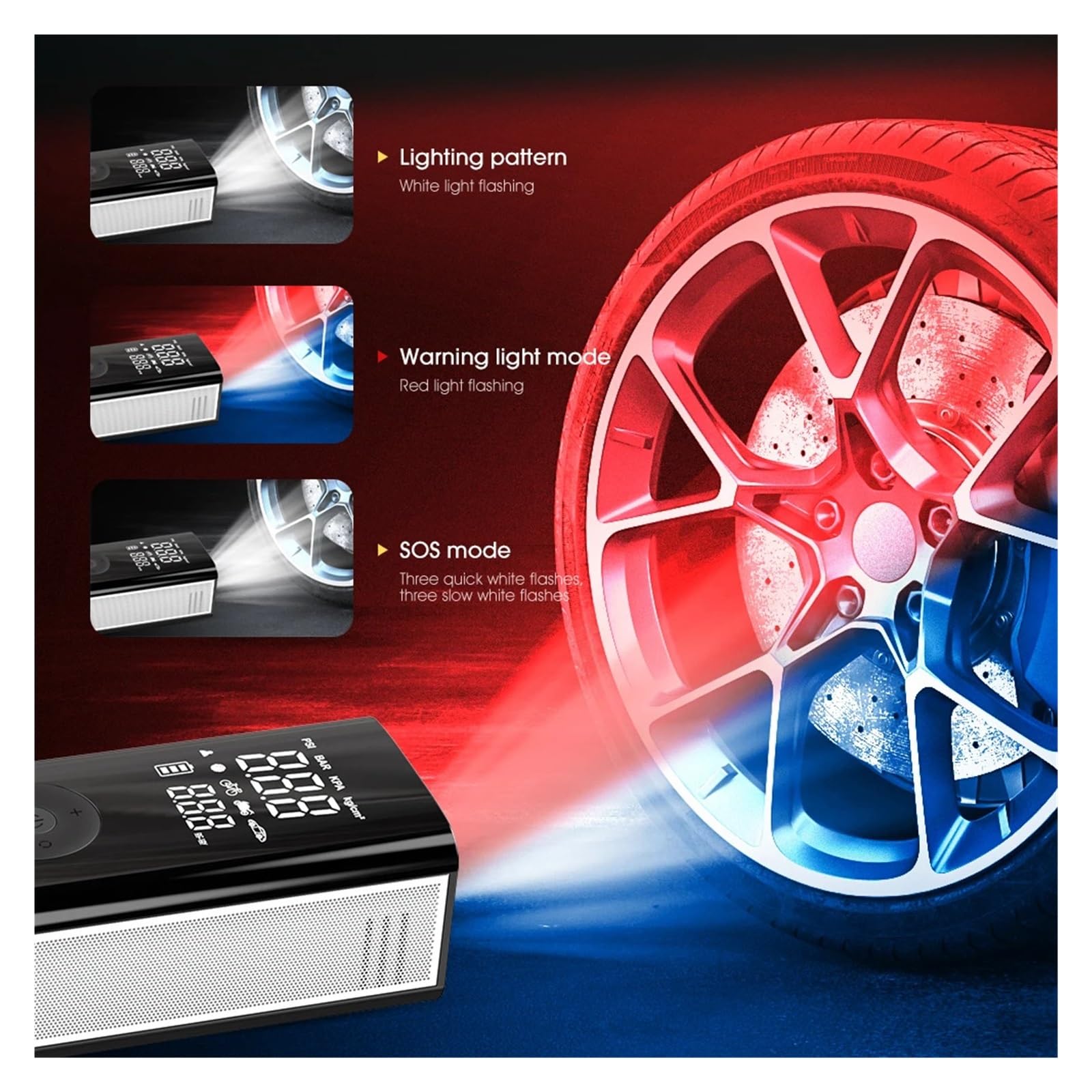 Pompa d'Aria Elettrica Wireless Compressore Portatile 25 Cilindri Gonfiaggio Rapido Adatto for L'emergenza di Viaggio SUV del Camioncino Inflazione Istantanea