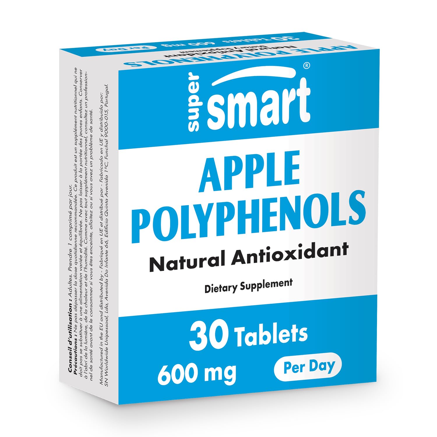 Supersmart - Apple Polyphenols Supplement 600mg per Day (High Strength 80% Polyphenols) - Apple Extract | Non-GMO & Gluten Free - 30 Tablets