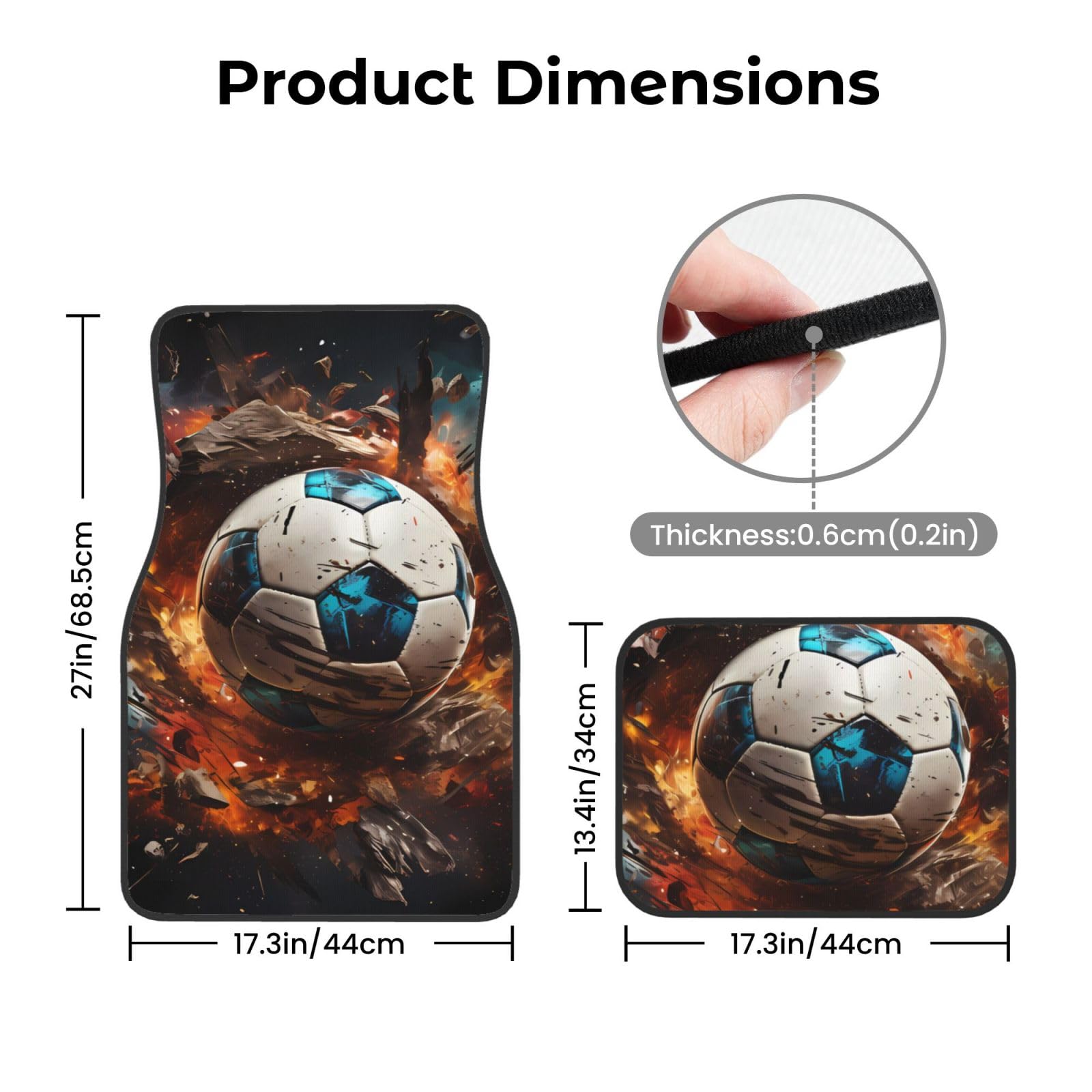 Firecracker Soccer Crystal Tapis de voiture en velours - Accessoires d'intérieur pour camionnettes, berlines, camions, etc.
