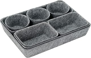 Organizzatori per Cassetti Cestini Organizzatore Spazzatura Divisori per Vassoi Ufficio Cucina Bagno Camera da Letto Contenitori per Cassetti in Feltro Simpatici Divisori, Confezione da 8,Grigio Scuro