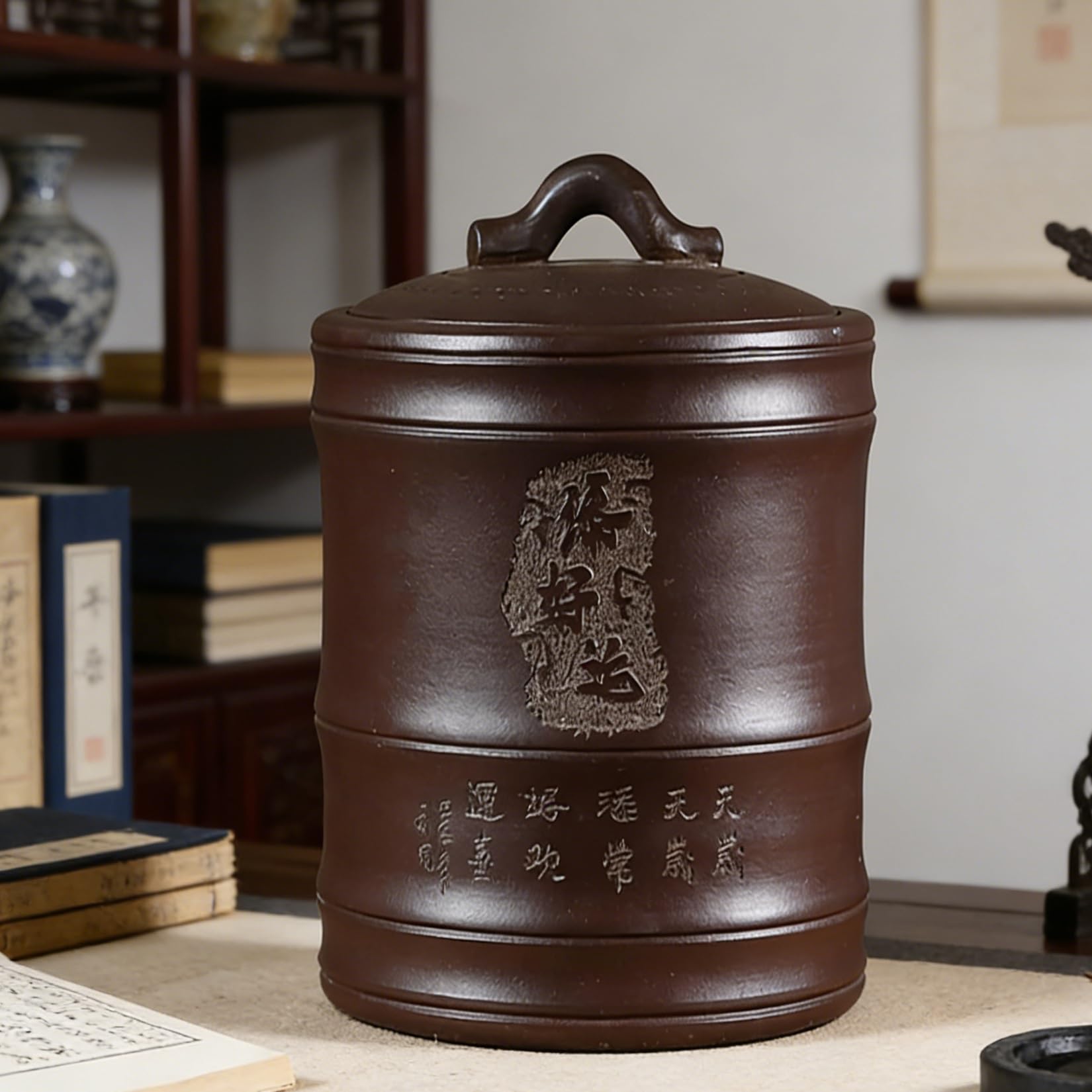 MMleYN Large Capacity Ceramic Rice Cylinder With Lid Airtight Grain Dispenser Breathable Storage Bucket For Rice Soybeans Corn Flour Oatmeal Household(A,25kg)