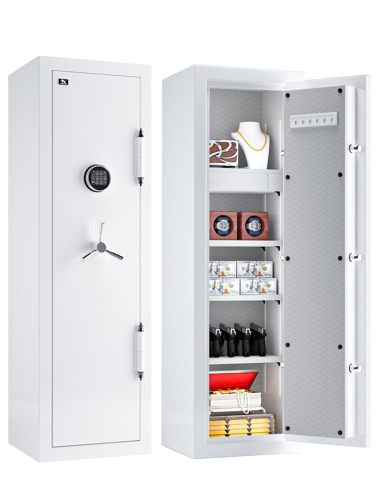 TIGERKING Fireproof Safe with Digital Lock, 8.12 cu.ft Heavy Duty Large Jewelry Safe Box for Home Business Office, White