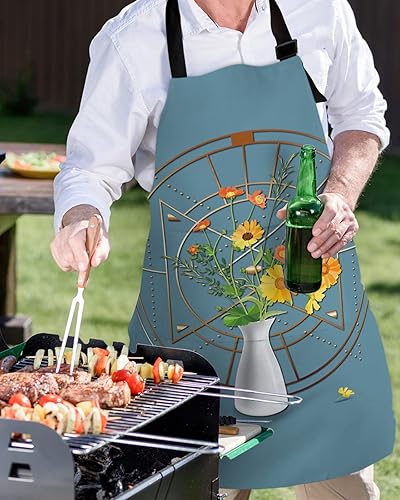 Miniatura 5 de Chef Apron Adjustable Bib Aprons, Flower Petal Vase Apron with Pockets Men Women Kitchen Cooking Apron Waterproof