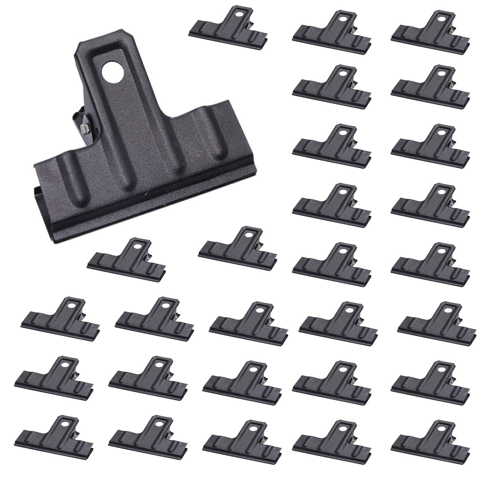 Lot de 50 pinces à linge noires de 77 mm en métal pour photos, argent et fichiers pour sacs alimentaires, planche à dessin, projets d'art et d'artisanat, bureau et cuisine à la maison