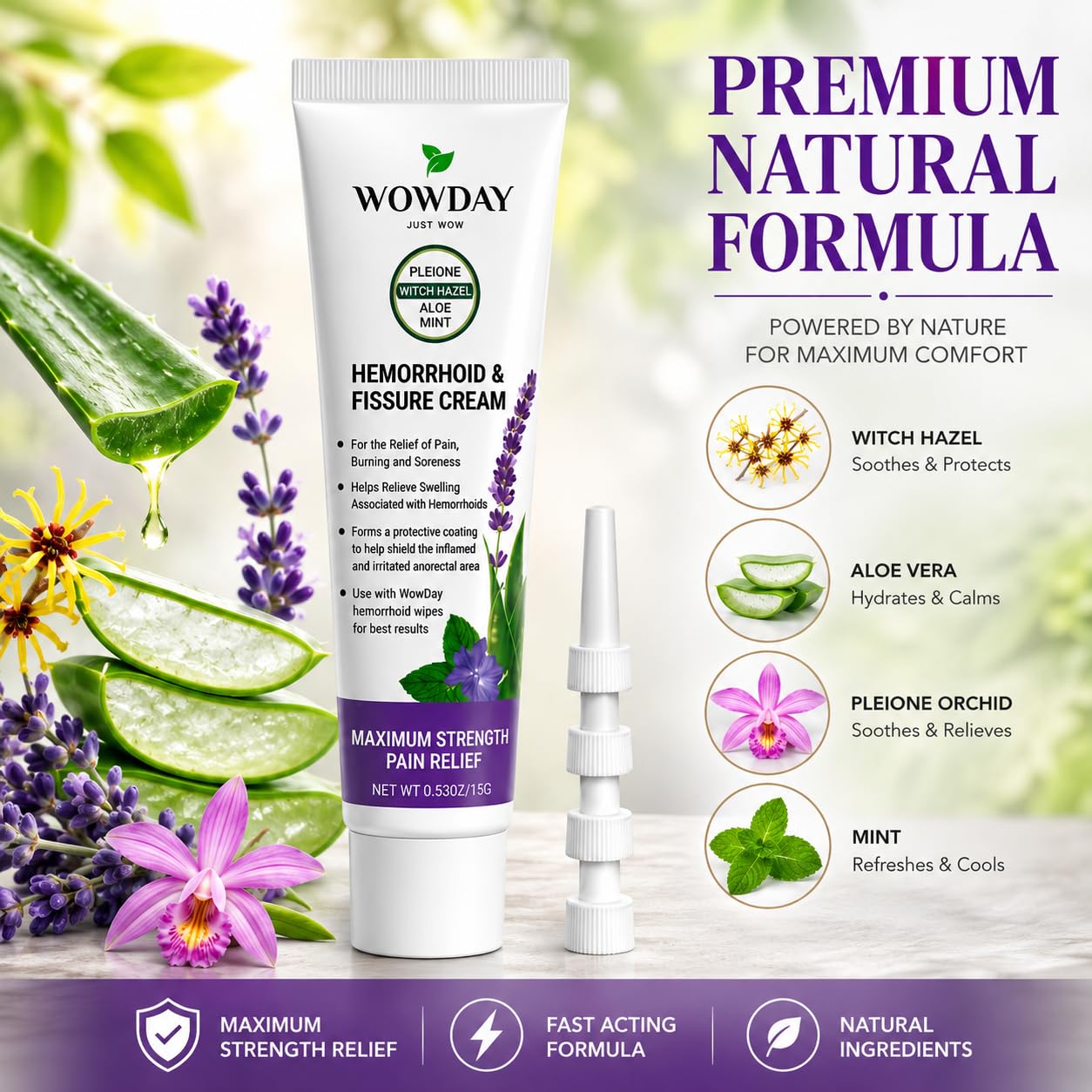 Hämorrhoiden Creme mit Hamamelis - Maximale Stärke Hämorrhoiden und Analfissurencreme - Äußere und Innere Hämorrhoiden Behandlung zur Linderung von Verbrennungsschmerzen und Juckreiz Salbe