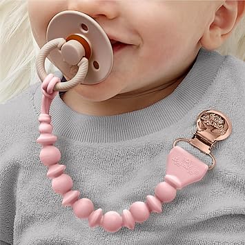 Itzy Ritzy Silicone Pacifier Clip, Binky Clip Holder for Babies (Pink)