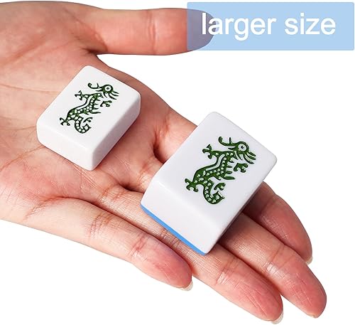 Miniatura 5 de GUSTARIA American Mahjong - Juego de azulejos Mahjong con 166 azulejos grandes numerados (1.5 pulgadas, azul), juego de azulejos Mahjong con estuche