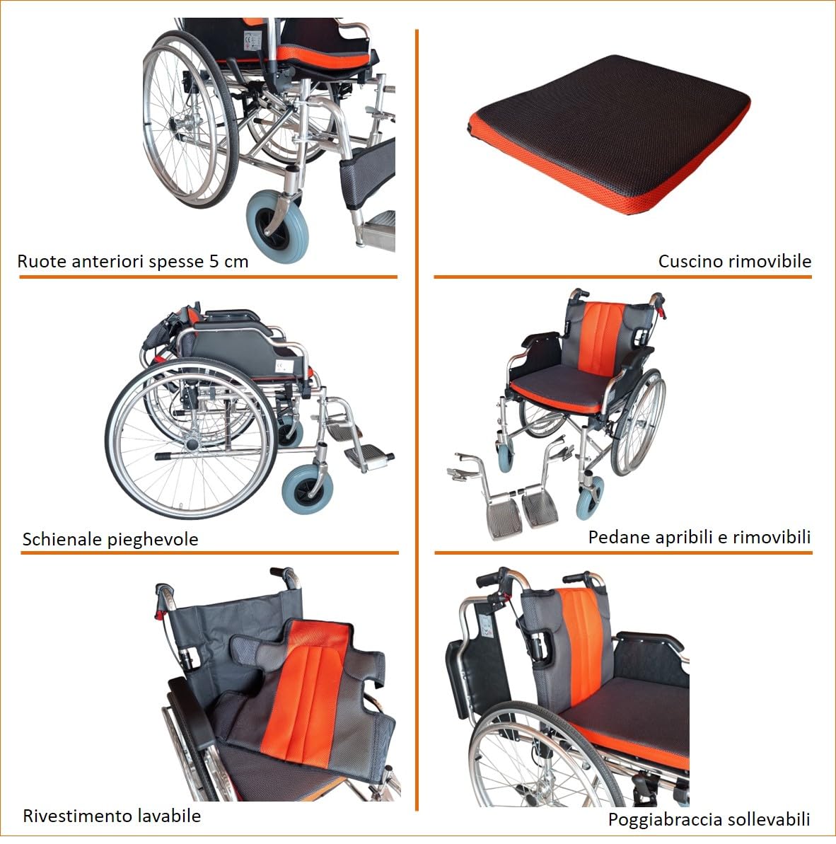 KEROS Silla de ruedas de aluminio plegable y autopropulsable