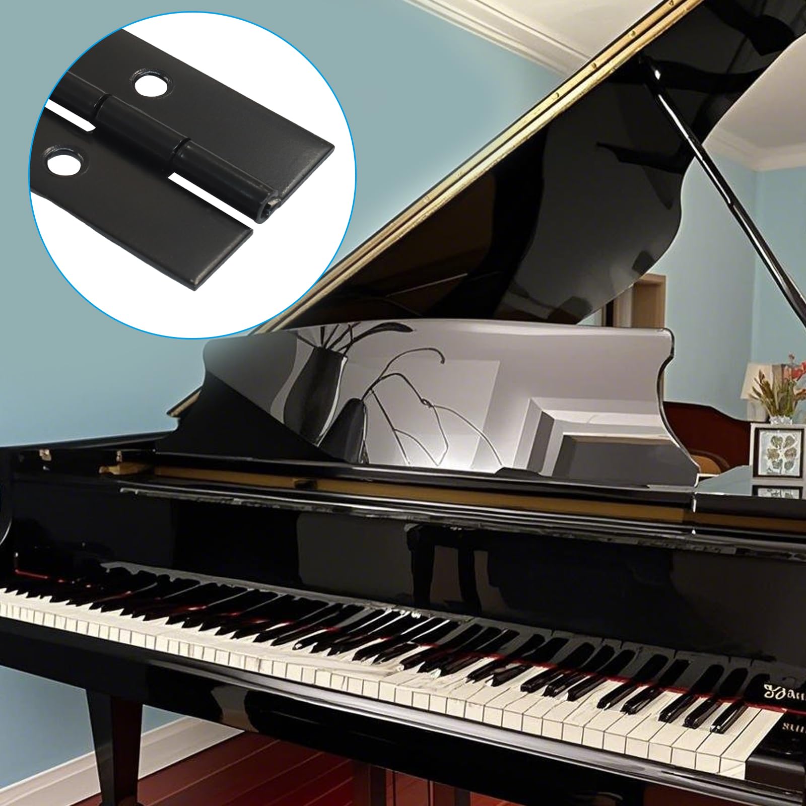 Black Stainless Steel Piano Hinges - 2 Pack -5
