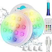 Vista 1 de Luces de piscina recargables, luces LED sumergibles con control remoto, luces subacuáticas impermeables IP68, luz flotante que cambia de 16