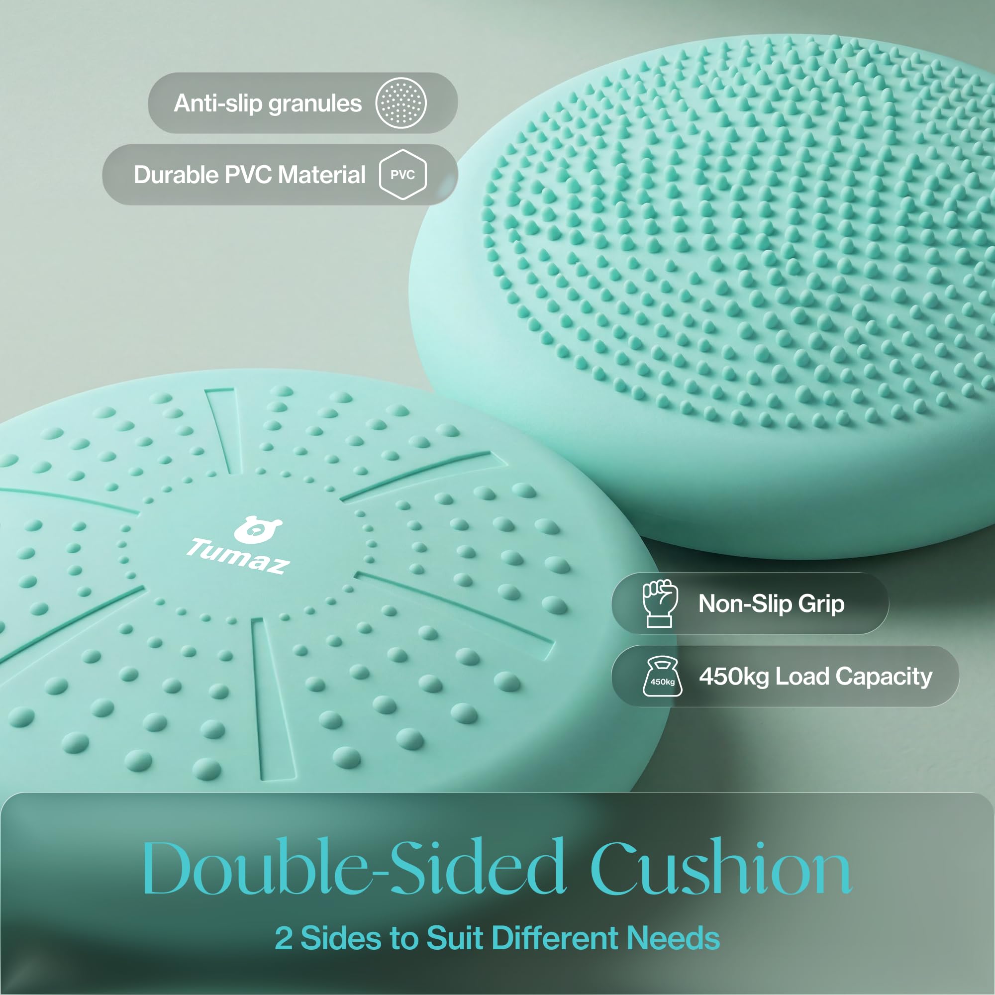 Tumaz Coussin D'équilibre- Améliore La Posture Assise et La Stabilité de L'attention Disque D'équilibre pour La Physiothérapie Maux de Dos et Force de La Base [Très Épais, Pompe à Air Incluse]