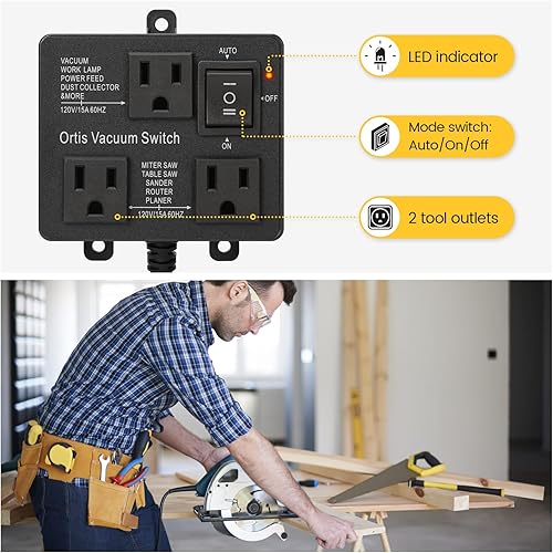 Miniatura 2 de Interruptor de vacío automático, interruptor de vacío Ortis para más herramientas eléctricas, retarda el encendido/apagado del vacío para evitar
