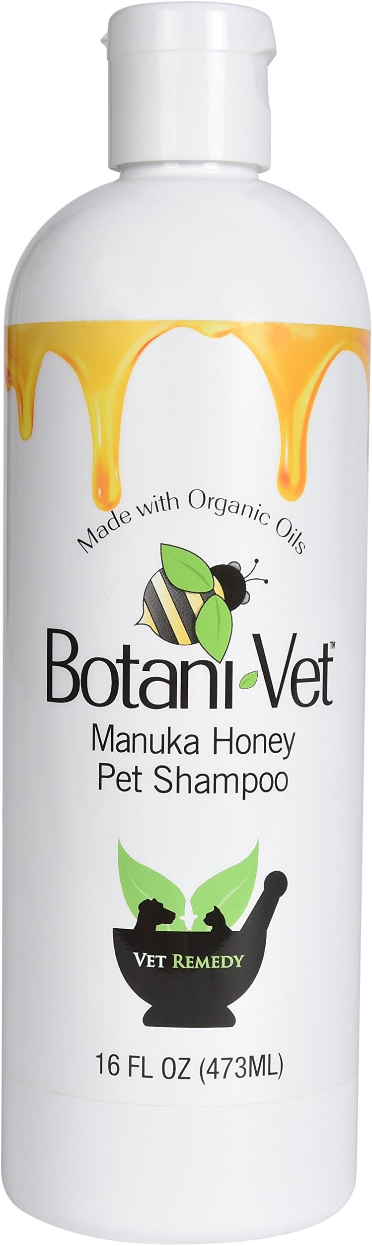 Certified Organic Manuka Honey Pet Shampoo 16 Oz - 100% Natural Ingredients - Veterinary Dermatologist Formulated for Allergies and Itching