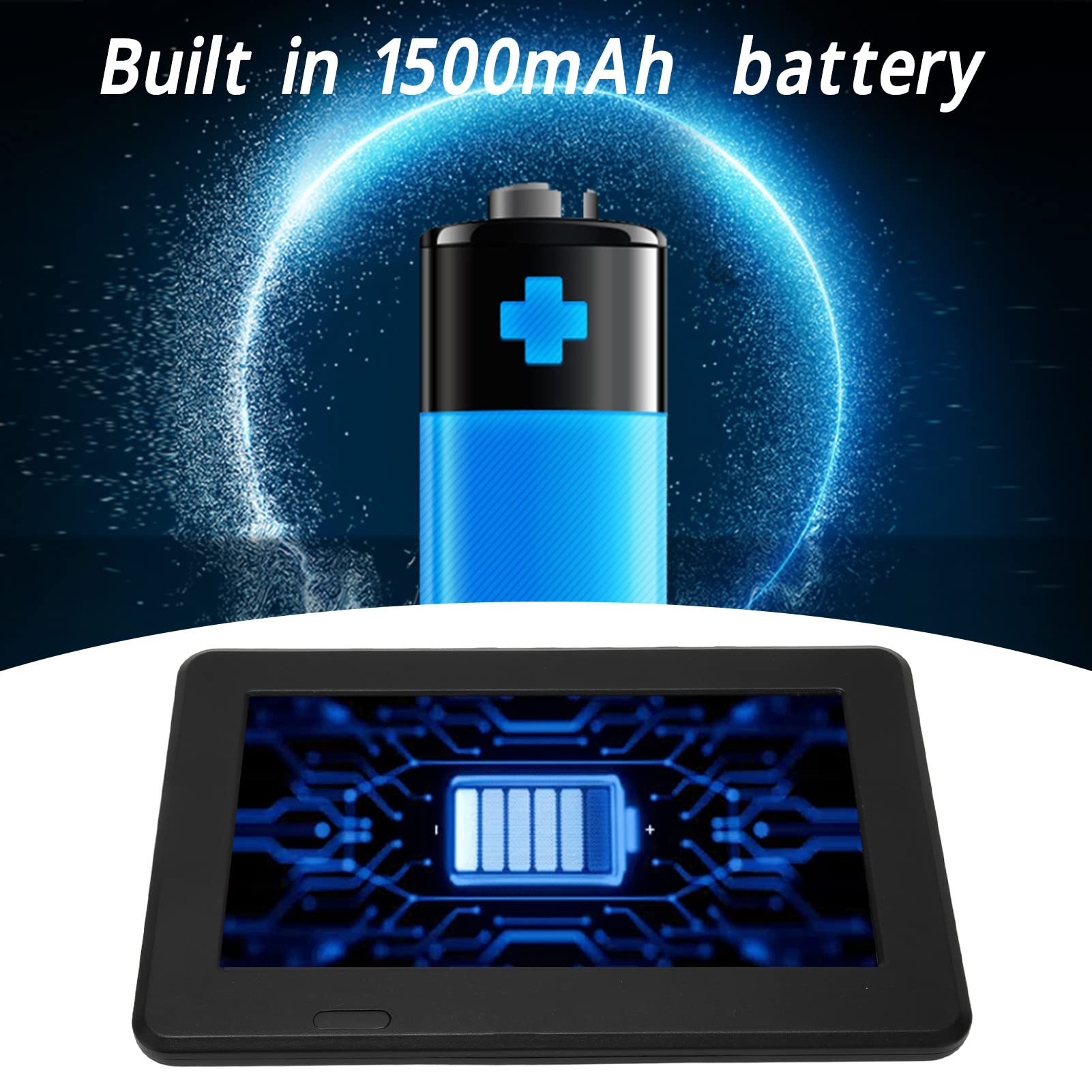 Pantalla Portátil Digital LED de 7 Pulgadas para Automóvil 1080P - TV con Batería Recargable, Puerto USB, AV y Función de Grabación PVR