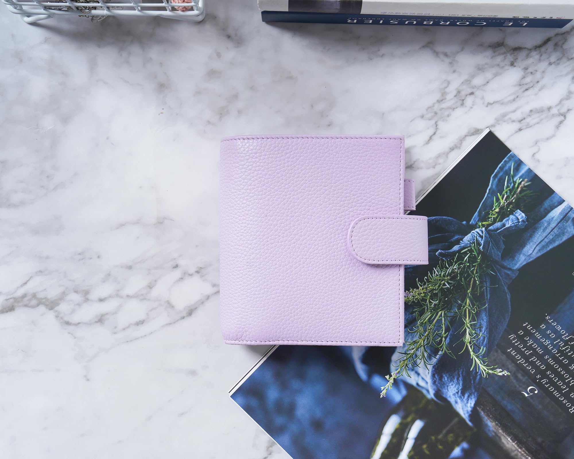 Moterm Pocket Luxe Ring Planer– Echtes Leder Binder Organizer (Kiesel-Lavendel, 30mm Ring)