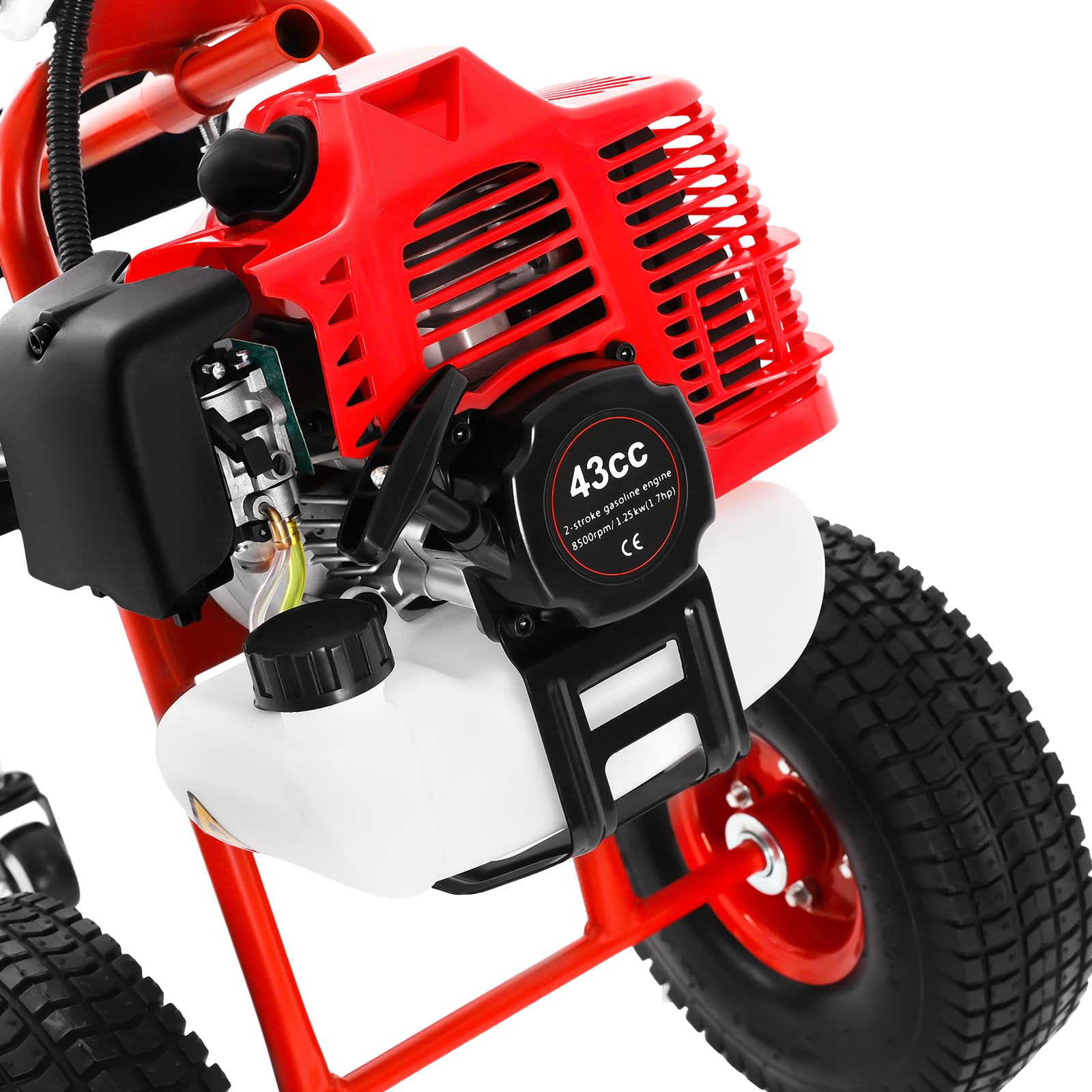 Barrendero de césped, mango 43 CC 8500 rpm, motor de gasolina monocilíndrico, de 2 tiempos, refrigerado por aire, ancho de barrido 60 cm para barrer hojas y sucio bulevares, callejones, césped, aceras