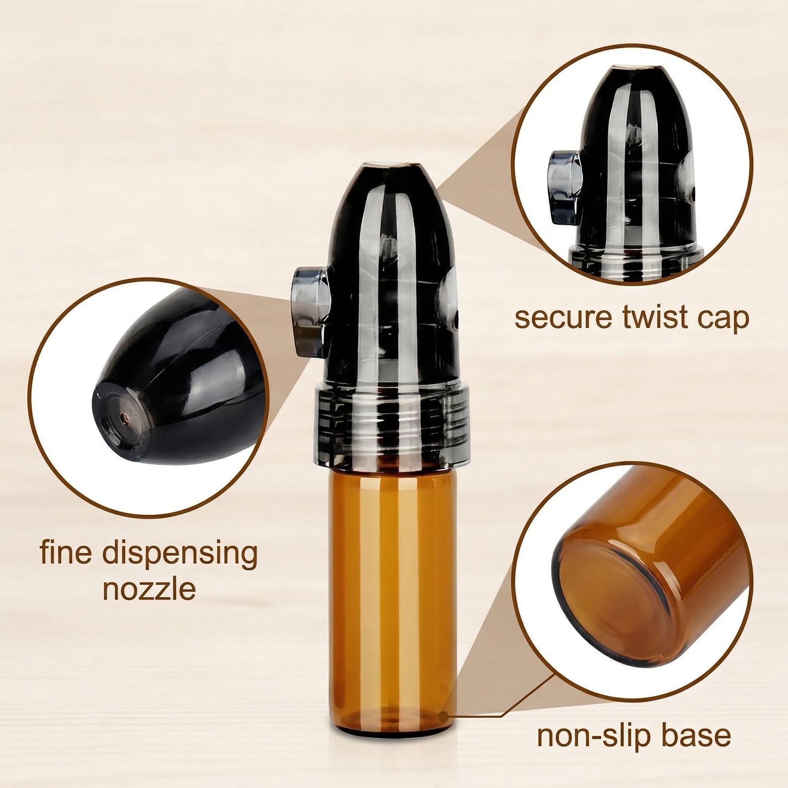 Lot de 4 Distributeurs de Poudre d'Épices avec Cuillère, 2 Bruns et 2 Blancs, Inclus Petit Entonnoir, Flacons de Conservation 51mm et 68mm pour Voyage, Camping et Cuisine