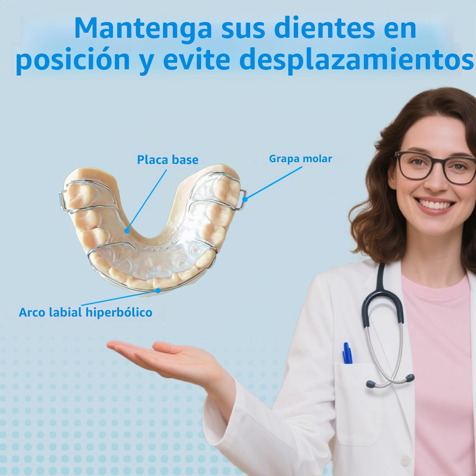 Retenedores de dientes Hawley hechos a medida, férula dental, férula superior e inferior de la mandíbula Hawley, aparatos de estabilización para adultos y niños, 2 unidades