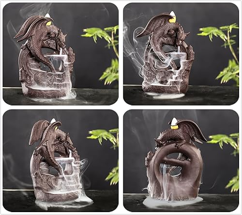 Miniatura 2 de Pterosaur - Juego de quemador de incienso con reflujo de dragón | Efecto de humo de cascada hecho a mano con 10 conos y esterilla | Decoración