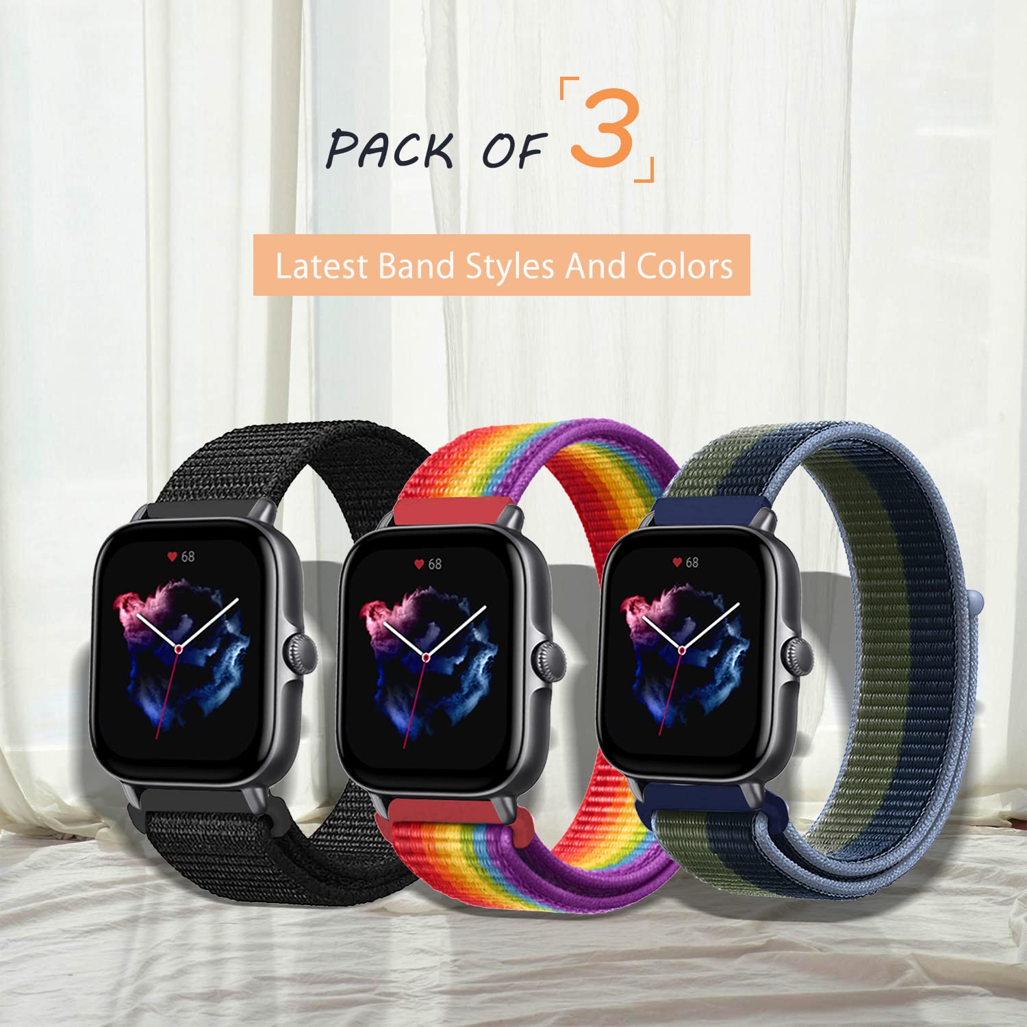 Hinnwer 20mm Cinturino Compatibile con Amazfit T-Rex 3 Pro 44mm/Amazfit Active 2 Square/Active 2/Active/GTR Mini/GTS 4/GTS 4 Mini/Bip 3 per Uomini Donne, Cinturini Magnetico Silicone Nero Arancione