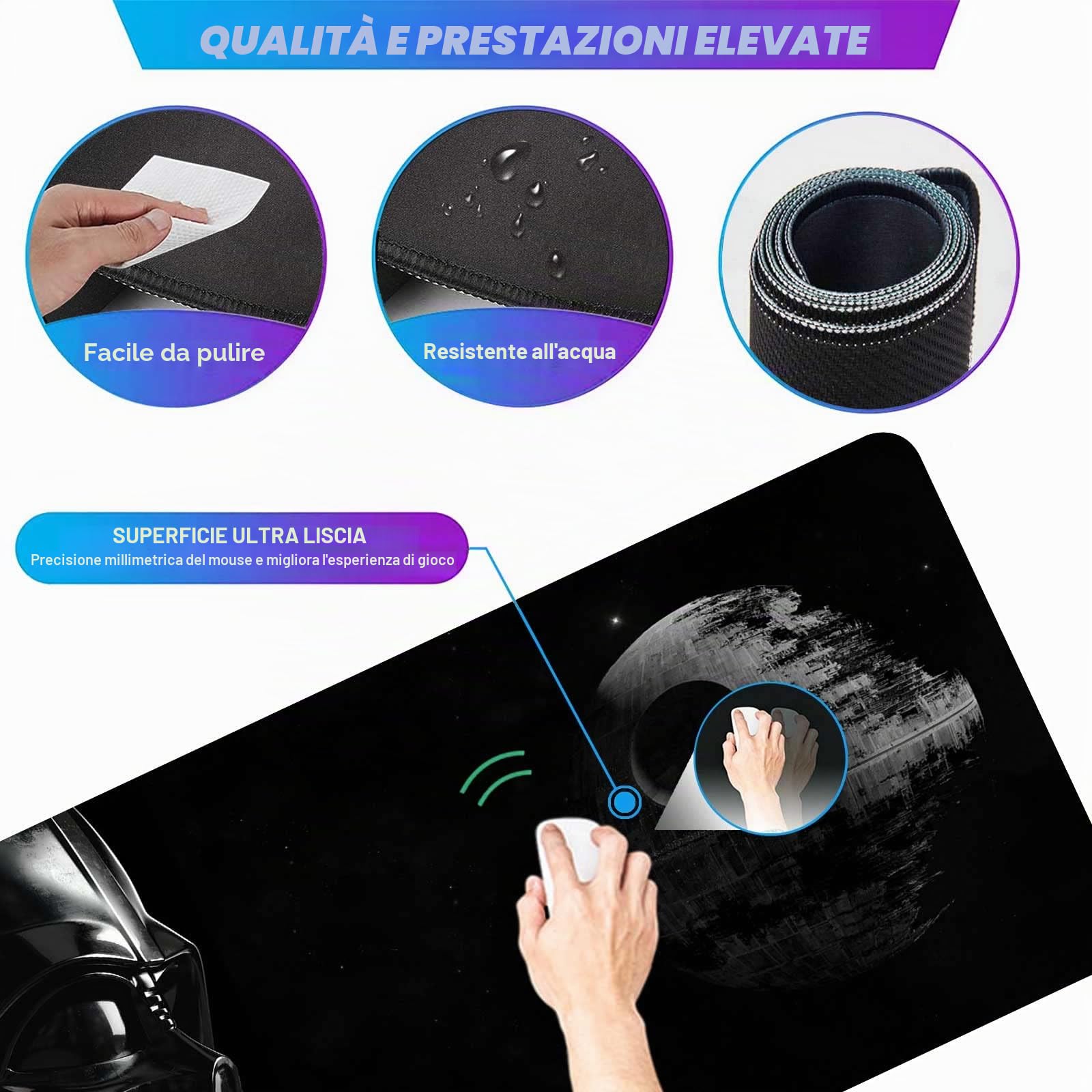 Grande tappetino per mouse XXL, tappetino per mouse con bordi cuciti e base in gomma antiscivolo, superficie ad alta velocità, tappetino per scrivania per computer portatile e tastiera per