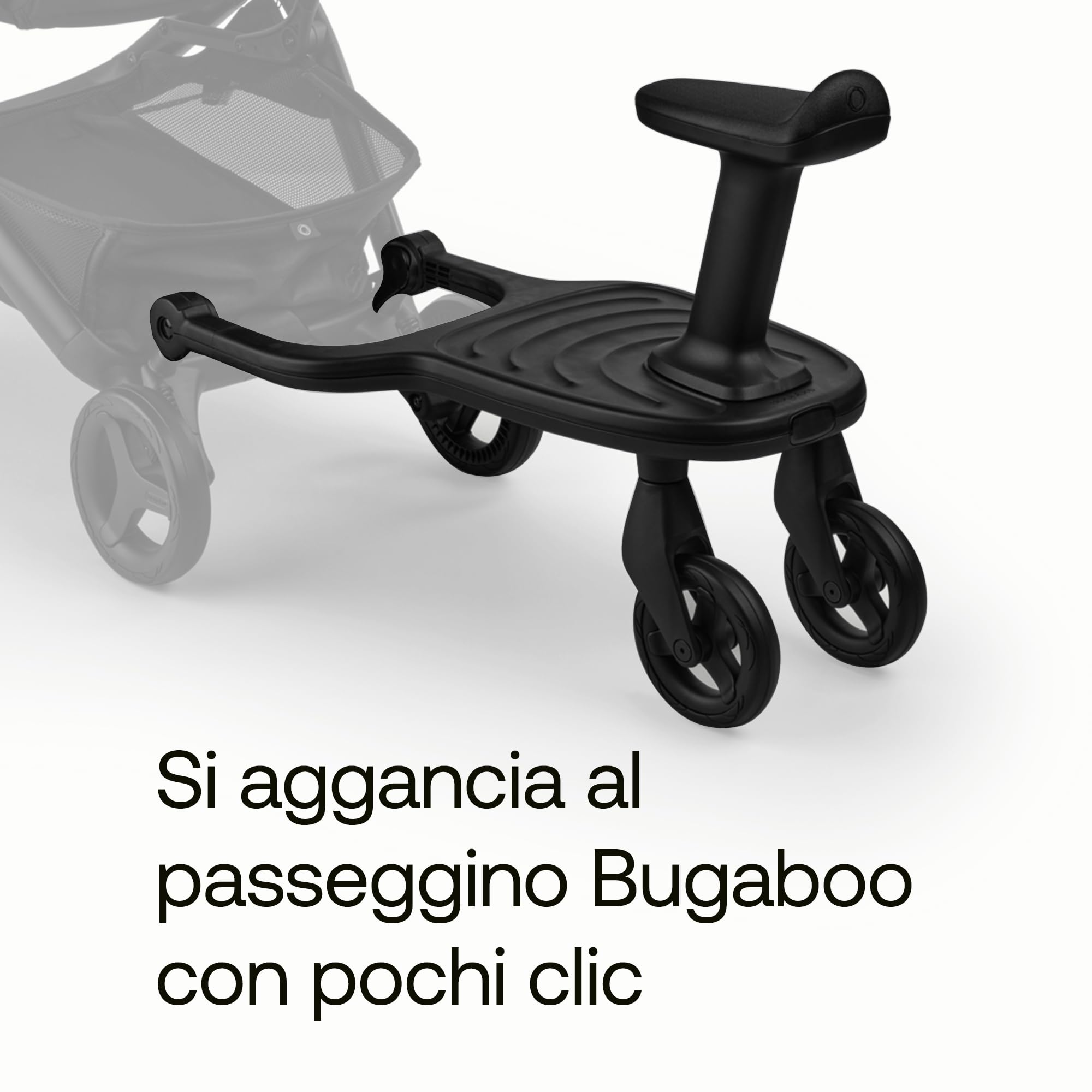 Bugaboo Pedana con Ruote Comfort+ con Sedile Rimovibile – Pedana da passeggio per bambini piccoli con opzione da seduto o in piedi, compatibile con tutti i passeggini Bugaboo