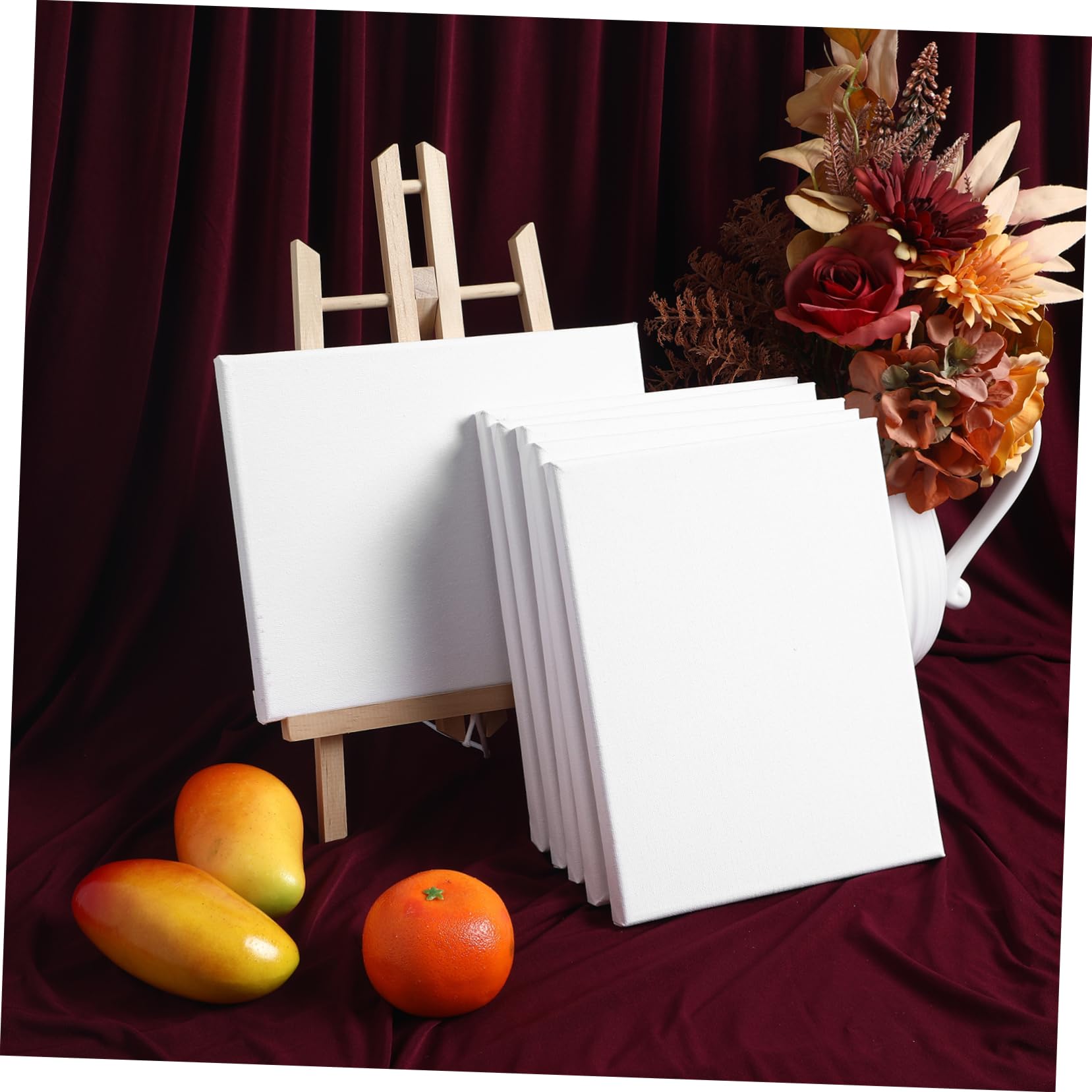 Panneaux de Toile Vierges pour Peinture, 6 Pièces, Bois Blanc