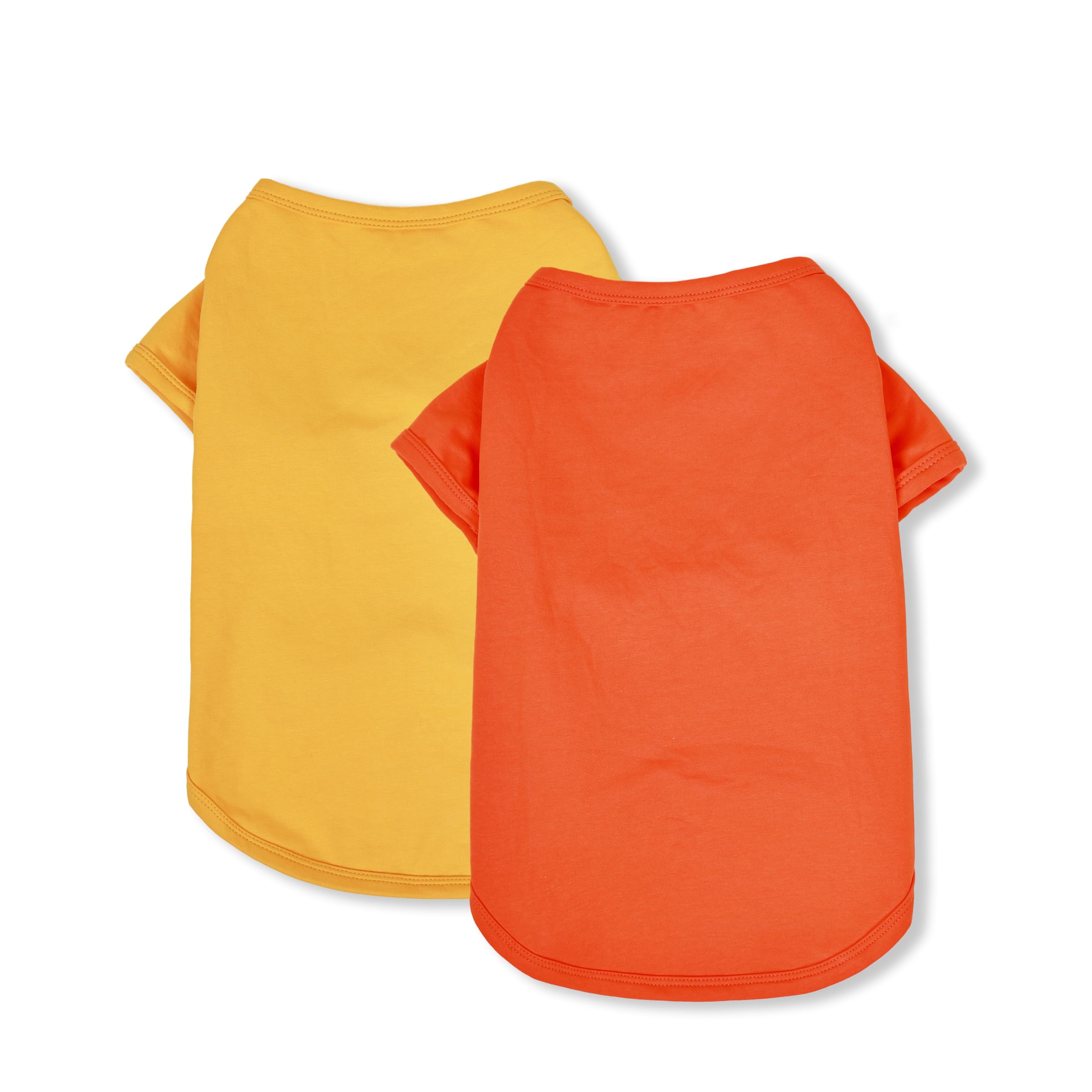 Koneseve Dog Shirts Breathable Cotton Dog Clothes Stretchy T-Shirt for Small Medium Large Dogs Cat Shirt Soft Puppy Outfit Kitten Apparel Pet Pullover Tee Blank Sweatshirt 2-Pack Yellow & Orange 4XL