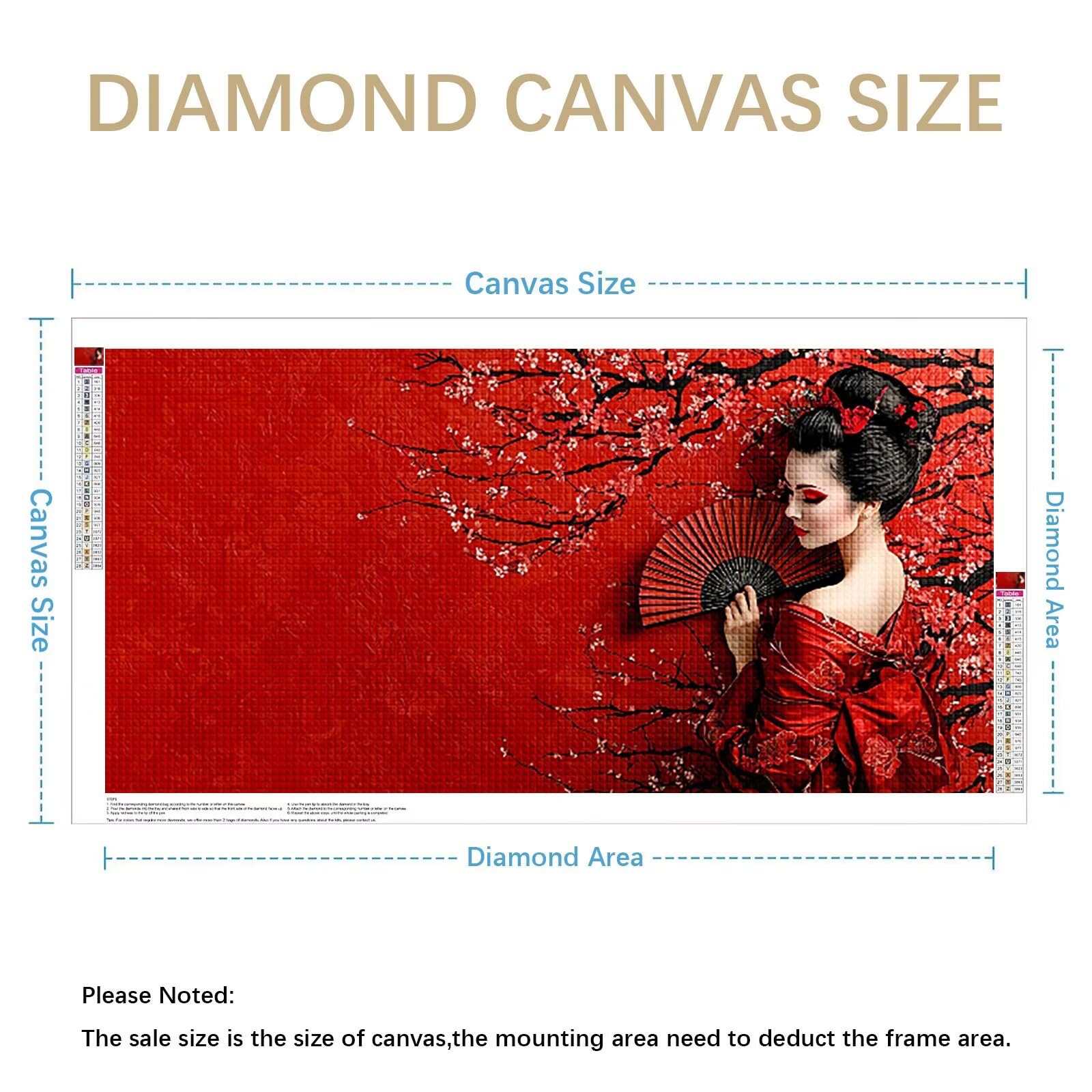 Diamond Painting Japan Diamant Painting Bilder Erwachsene Frau, DIY Set Erwachsene Crystal Art, 5D Diamond Art Viereckige Steine, Strass Stickerei Kreuzstich Mosaik für Zimmer Deko 200x100cm 0J-974