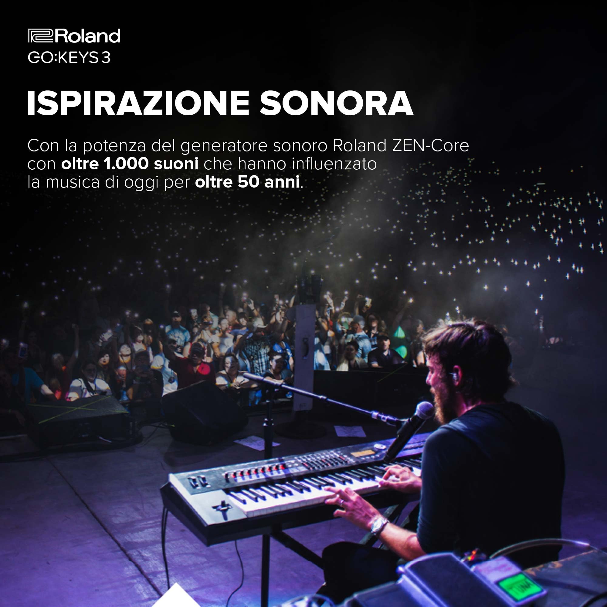 Roland GO:KEYS 3 Music Creation Keyboard | Tastiera a 61 Note | Generatore ZEN-Core con Oltre 1.000 Suoni Integrati | Diffusori Stereo Incorporati | Supporto di Audio/MIDI Bluetooth – Midnight Blue