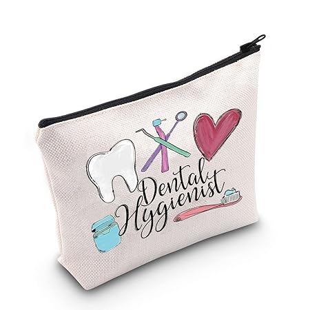 POFULL Dental Hygiene Make Up Bag Dental Assistant Gift Dental Zipper Pouch Bag RDH Gift, Dental Hygienist bag