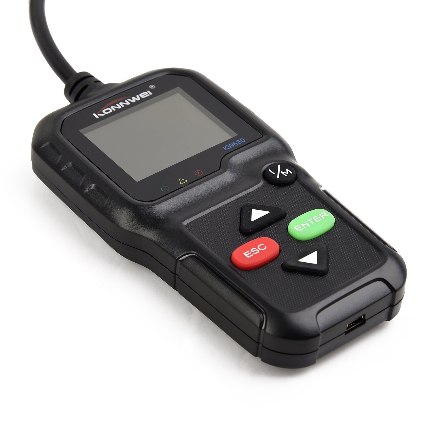 Skaner OBD2, uniwersalny skaner diagnostyczny OBD II CAN do odczytu błędów silnika samochodowego-skanowanie narzędzie do sprawdzania oświetlenia silnika KW680 z czujnikiem O2 i testem monitora pokładowego (czarny)