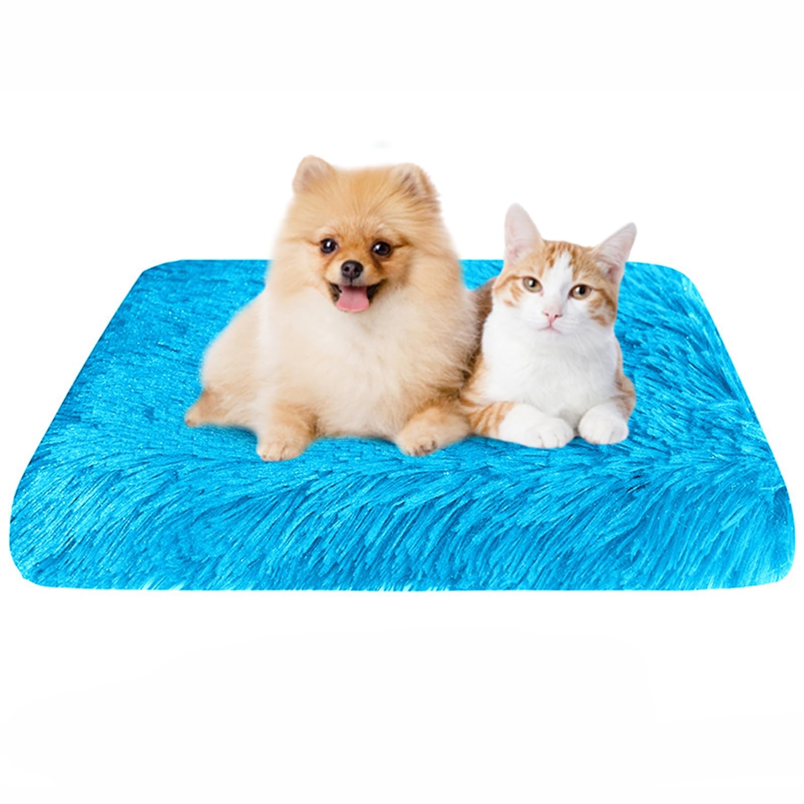 BESTORI Dog Bed Soft Plush Waterproof Lining Dog Crate Pad Mat with Removable Washable Cover Fluffy Anti-Slip Pet Mats for Sleeping Playing, Blue 02, 120 x 80 x 7 cm