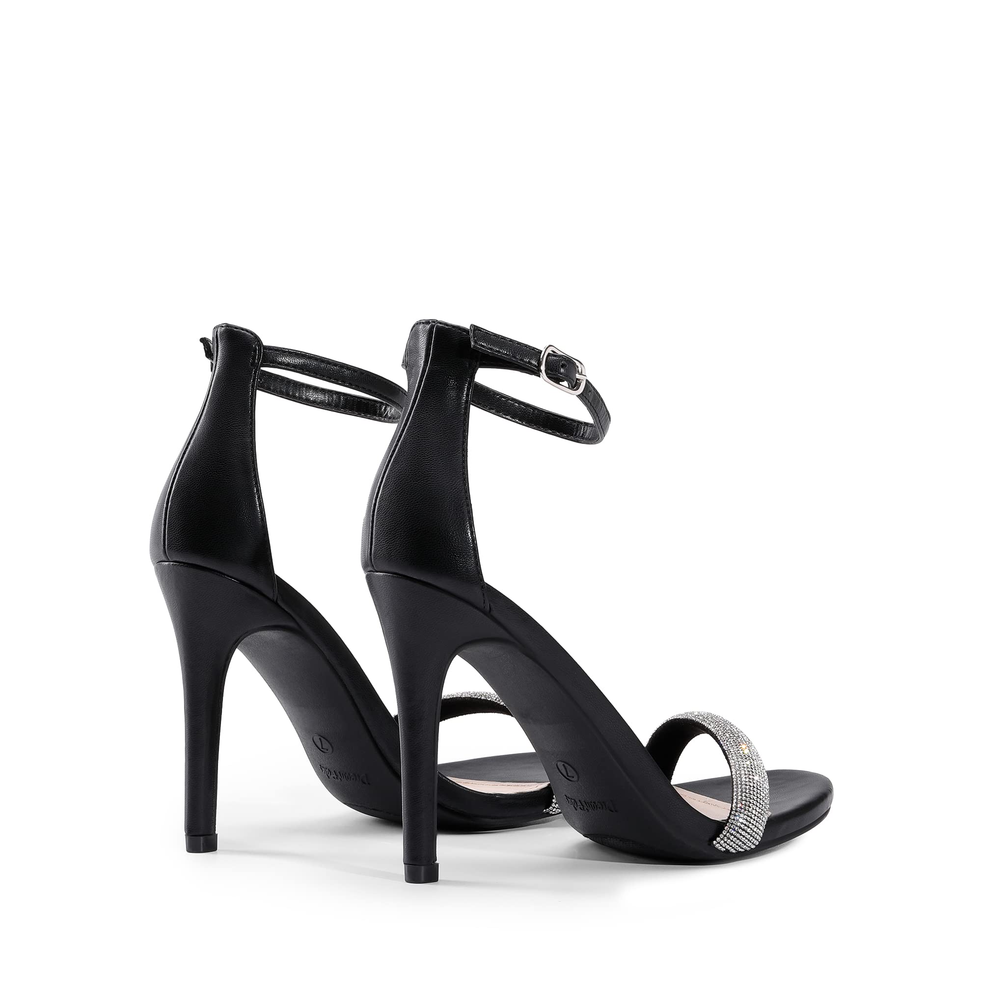 DREAM PAIRS Women's Open Toe High Heels Stiletto Heeled Sandals Sexy Dressy Shoes: 7.5 Black-rhinestone