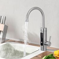HOMELODY Elektromos Csaptelep Instant Vízmelegítővel 230V Rozsdamentes Acél LED Kijelzővel 1