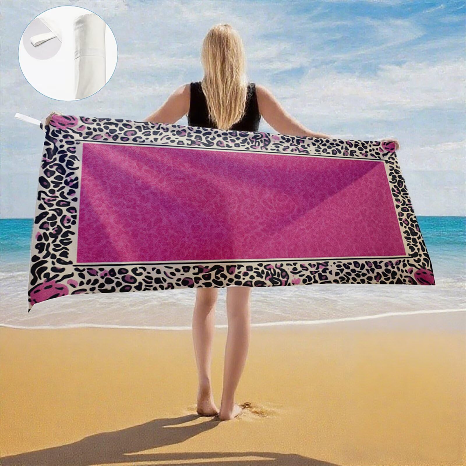 Toallas de Playa Microfibra Leopardo Toalla Playa Grande 180x90 cm Mujer Hombre Secado Rápido Absorbente Toallas Gimnasio Suave Sin Arena Toalla Microfibra para Playas Piscina Viajes Camping Q-603