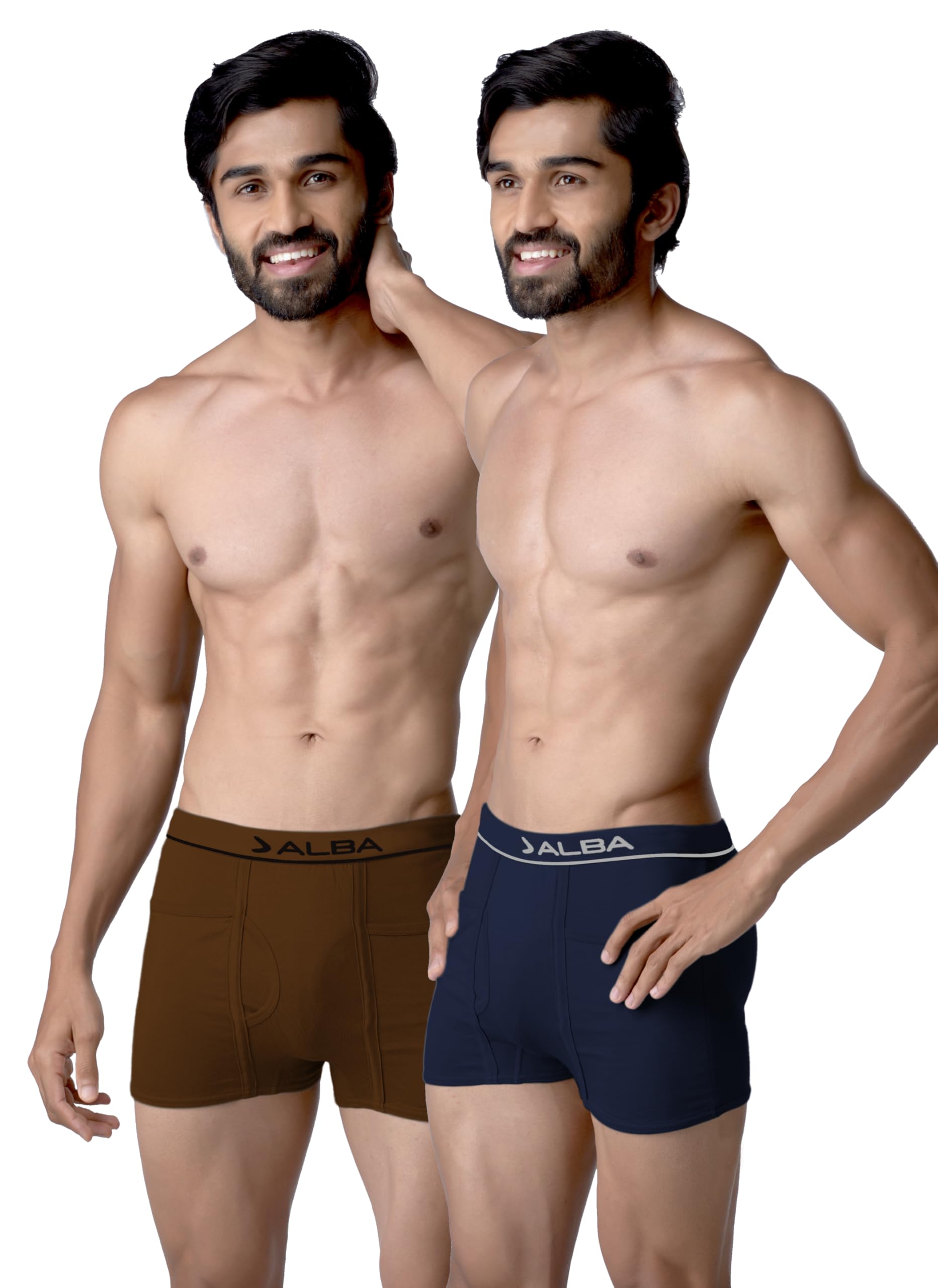 Rider Men's Trunk – 100% Combed Cotton, Mid Waist High Coverage Trunks with Double Pocket Design and No Ride Up Technology (90 CM|Size L) - Dark Blue + Coffee Brown (Pack of 2)(RD-2P-L-C2_bzr_PT)-image-49
