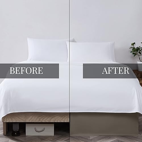 Miniatura 4 de Southshore Fine Linens VILANO Springs faldón para cama plisada, 15 pulgadas, Microfibra, Gris topo oscuro, King