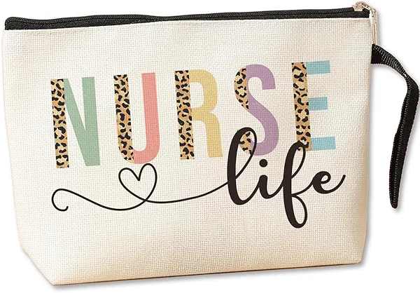 Nurse Gifts Nursing Cosmetic Bag Nurse Appreciation Gifts Nurse Practitioner Gifts for Women Nursing Student Registered Nurse Toiletry Bag Nurses Day Graduation Birthday Nurse Bag Leopard Makeup Bag