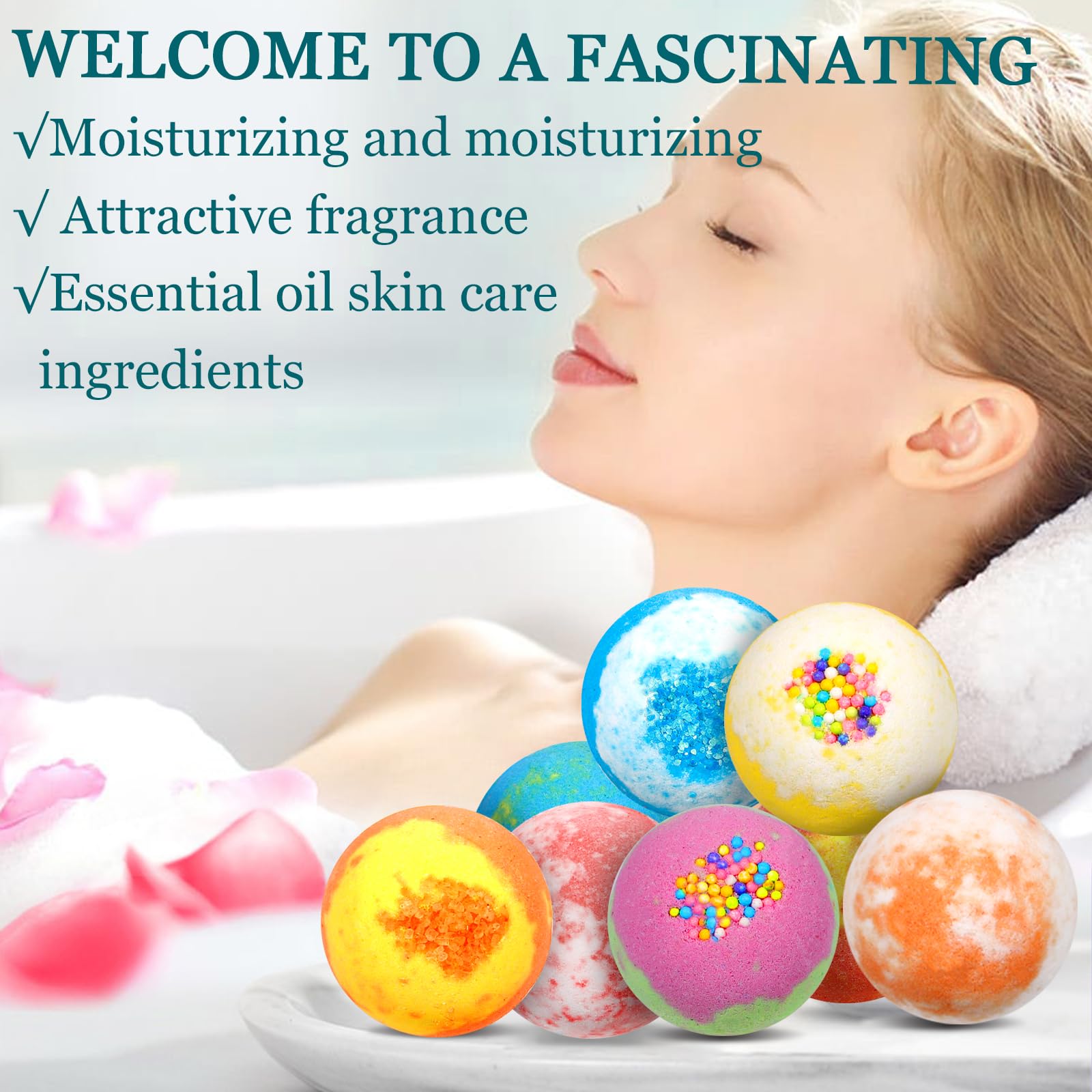 MOYKSRR Bombes de Bain, Lot de 16 Coffret Cadeau Boules de Bain, Bombes de Bain Moussantes Biologiques et Naturelles, Coffret Cadeau Femme - pour Cadeau Femme, Fille, Enfants, Fete des Meres, Noël